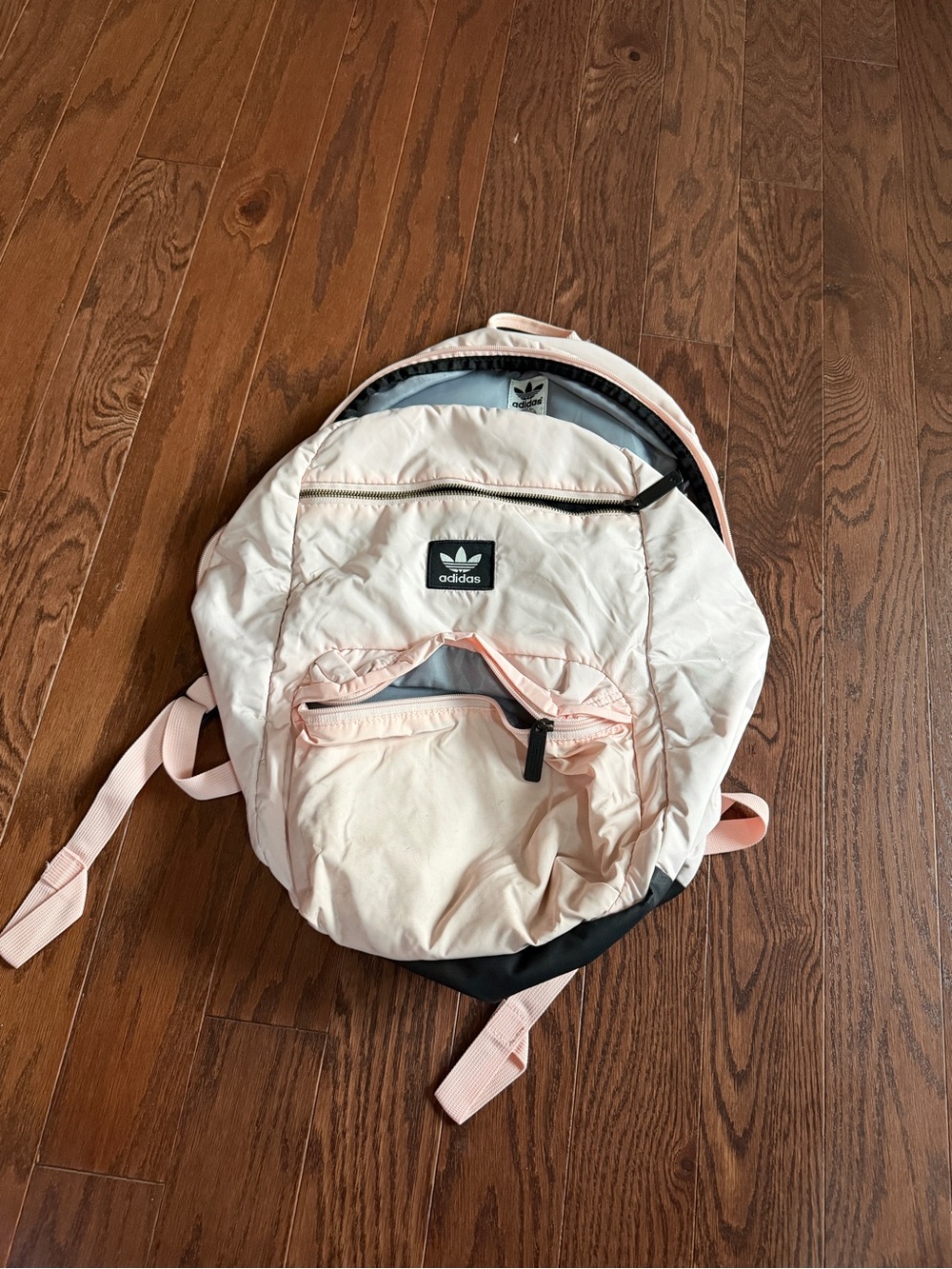 adidas Quilted Pale Pink Backpack with Front Zip Pocket